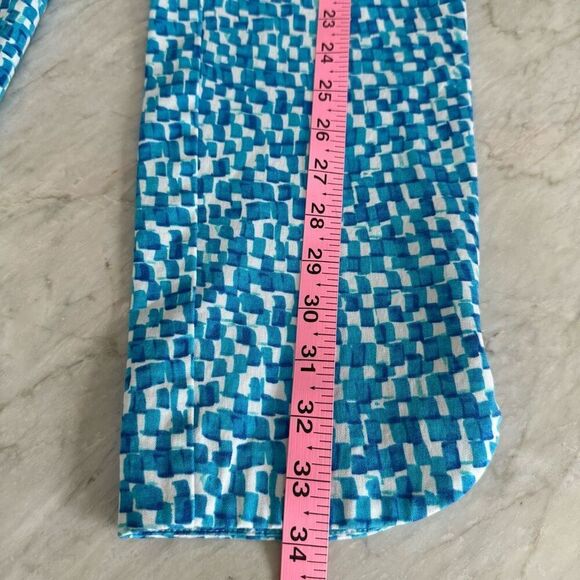 Soft Surroundings Pants cotton blend Blue White Geometric Stretch Pants size PM - Picture 6 of 6